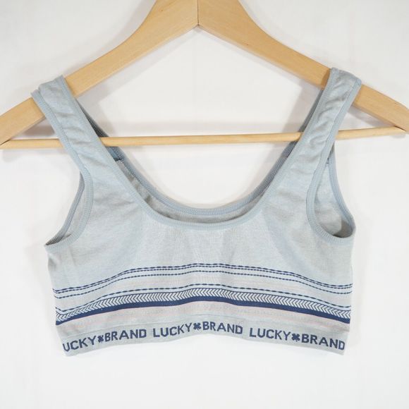 Lucky Brand Women's Seamless Logo Blue Striped Pattern Sports Bra Size M - Picture 4 of 8